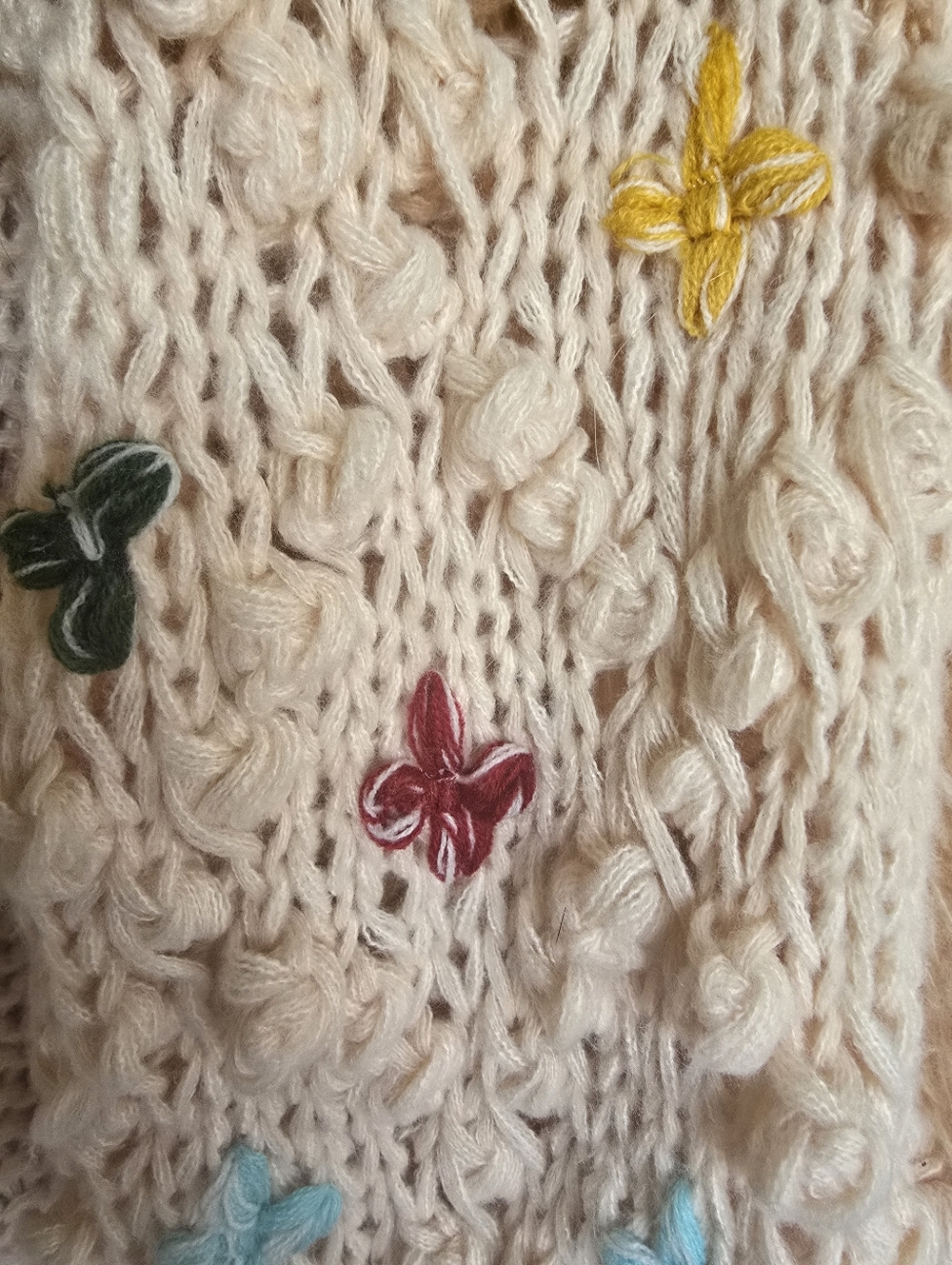 SAACHI Chunky Crochet Cardigan with Colorful Embroidery-One Size - Picture 5 of 9